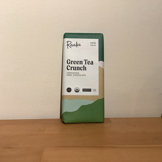 Raaka Green Tea Crunch Chocolate Bar